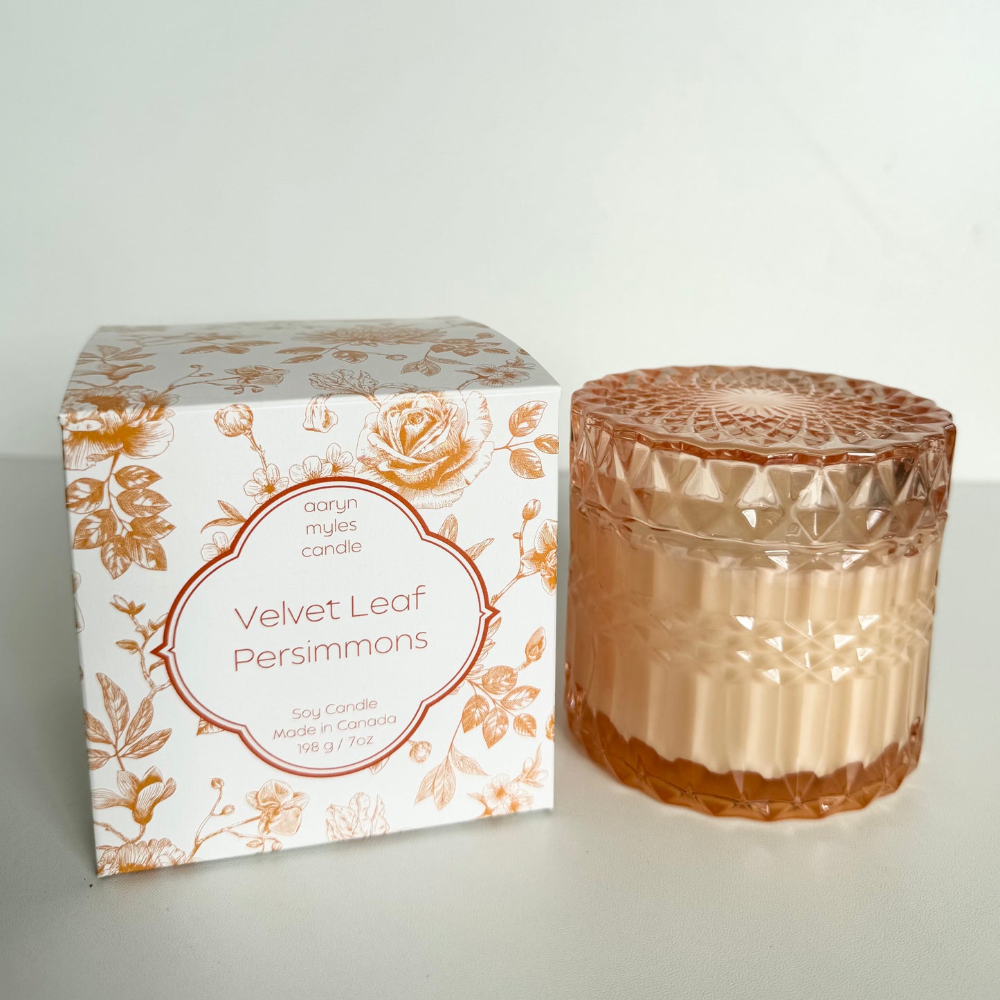 Velvet Leaf + Persimmons - Vintage Inspired Glass Vessel