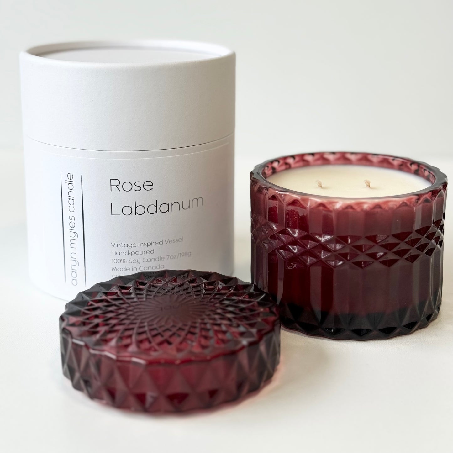 Black Rose + Labdanum - Garnet Vintage Inspired Glass Vessel